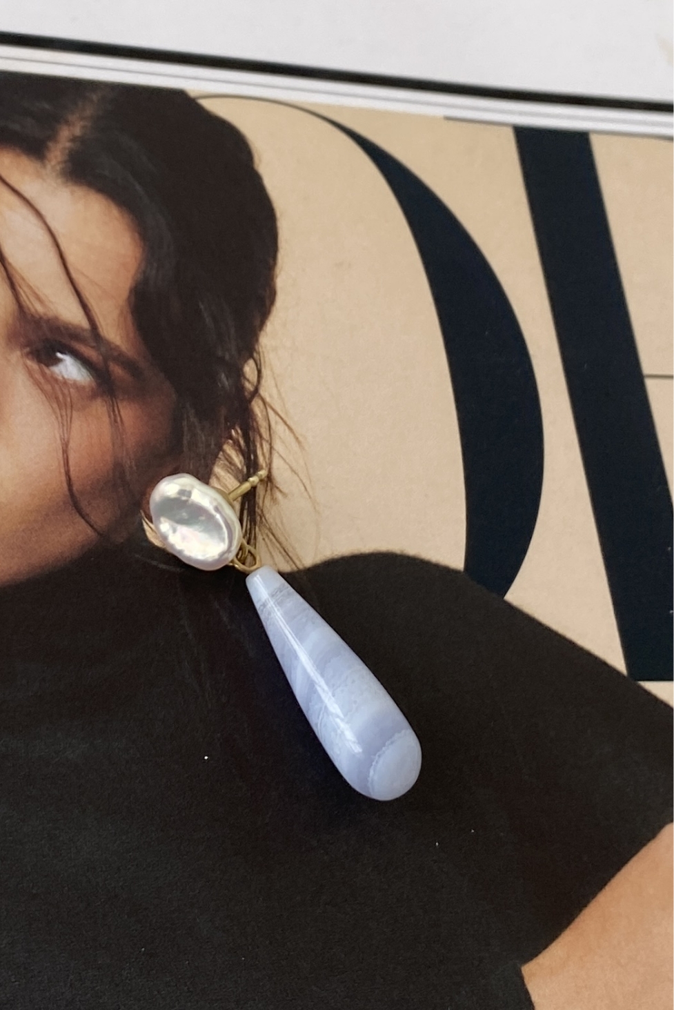 Drop Earrings: Pearl+ Chrysopras/Pearl + Calcedon/Amazonit (3Options) – Bild 5