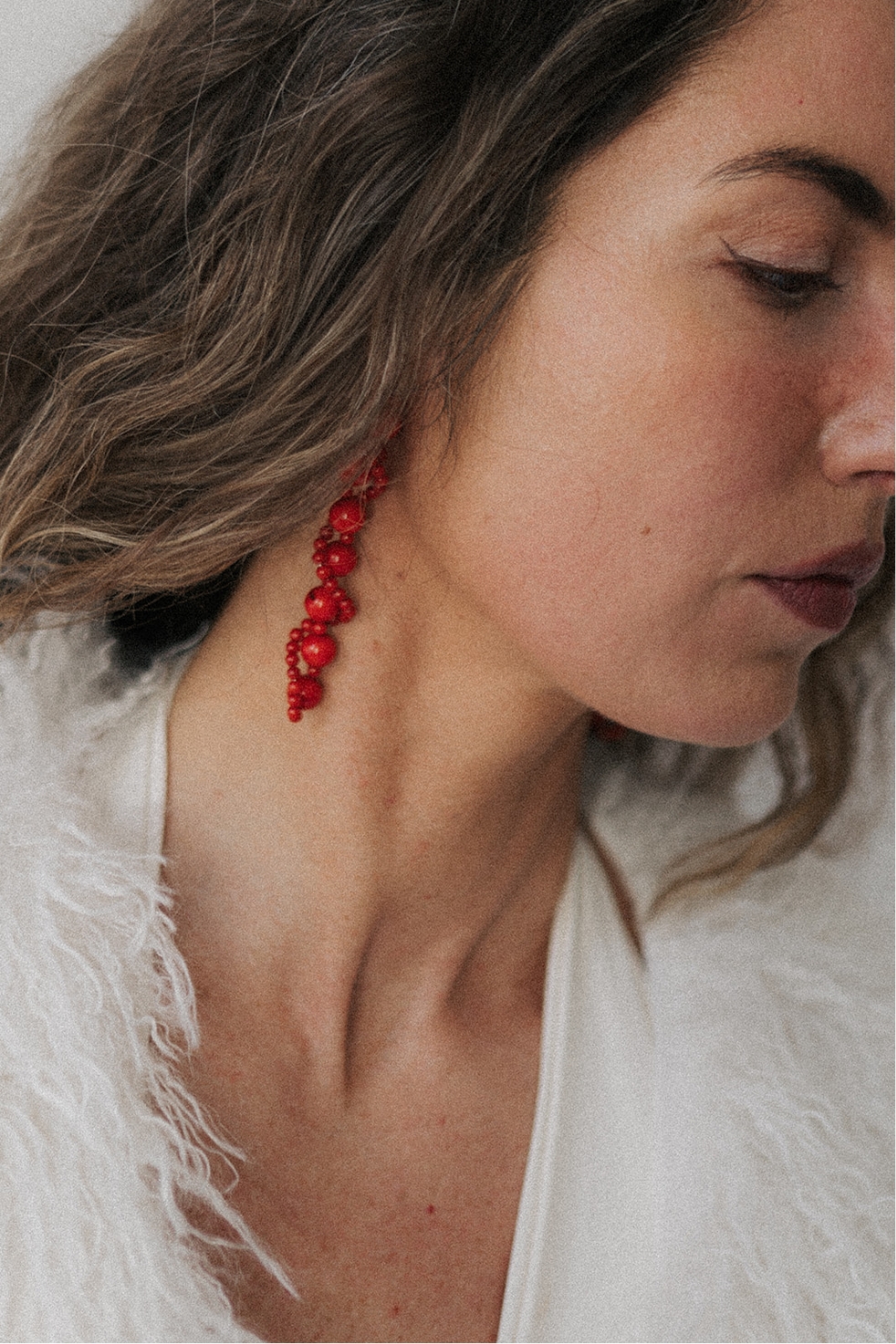 Wrap Earrings long Coral – Bild 3